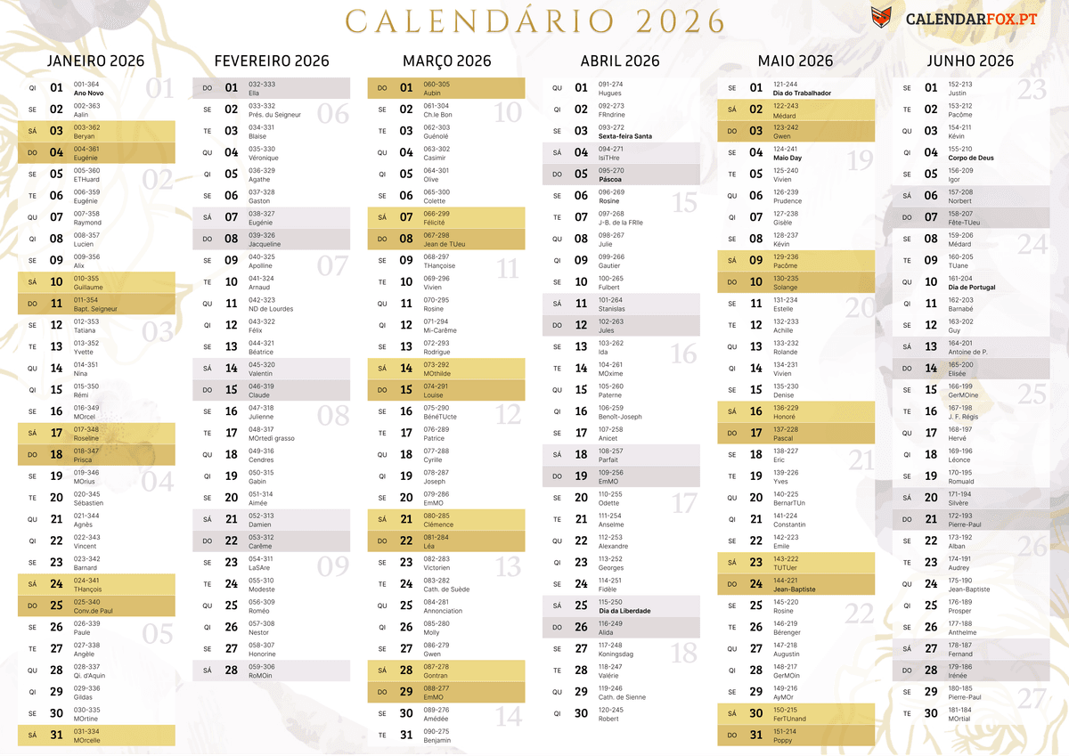 Calendar 2026 with Week Number