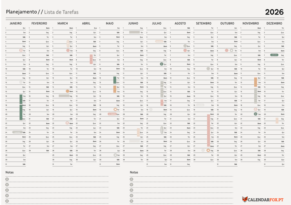 Year at a glance – Minimalist Design