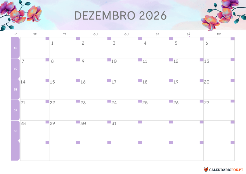 Calendário de Dezembro – Tema Floral 2