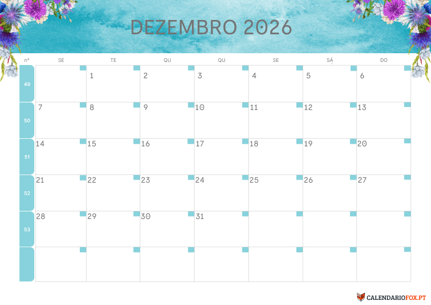 Calendário de Dezembro – Tema Floral 4