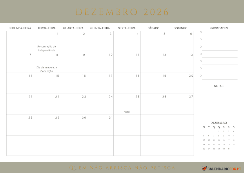 Calendário de Dezembro Tema Minimalista 4