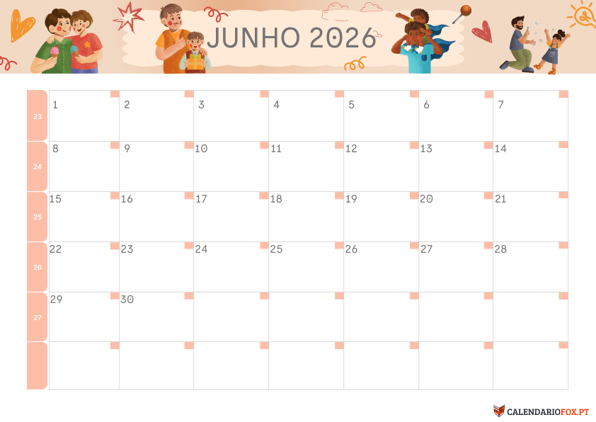 Calendário de Junho – Tema Dia do Pai 3