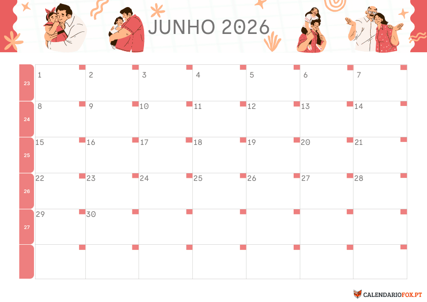 Calendário de Junho – Tema Dia do Pai 4