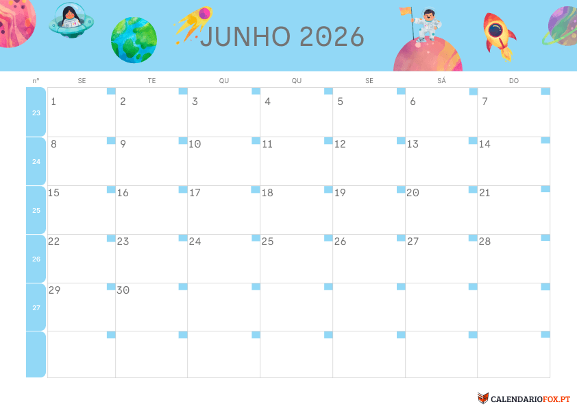 Calendário de Junho – Tema Infantil 1