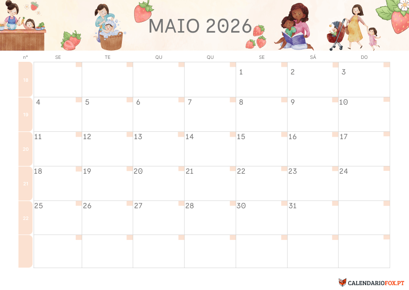 Calendário de Maio – Tema Dia da Mãe 1
