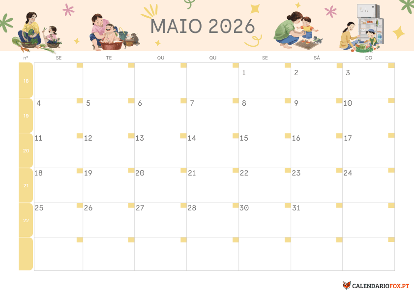 Calendário de Maio – Tema Dia da Mãe 3