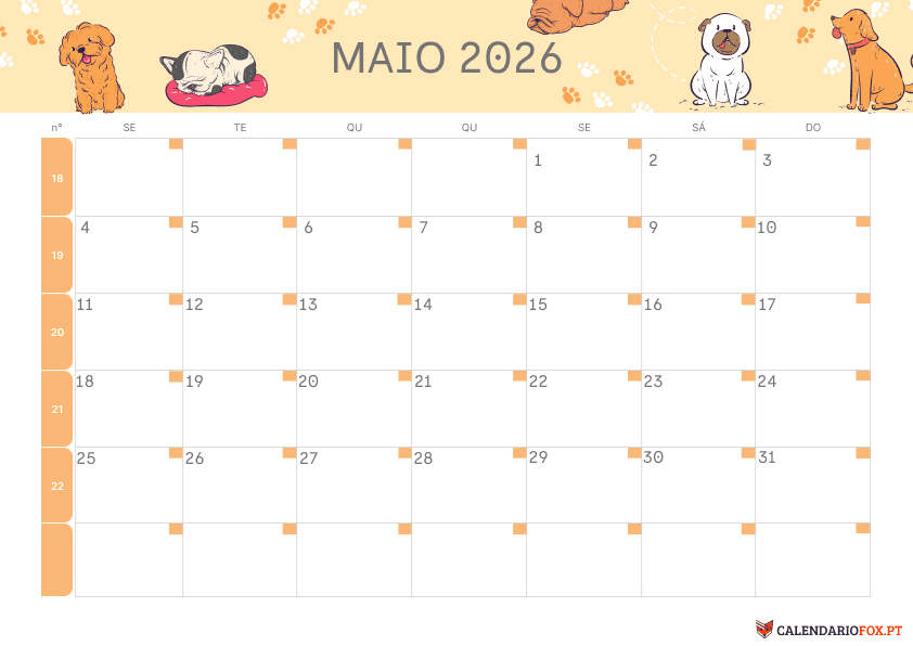 Calendário de Maio – Tema Infantil 1