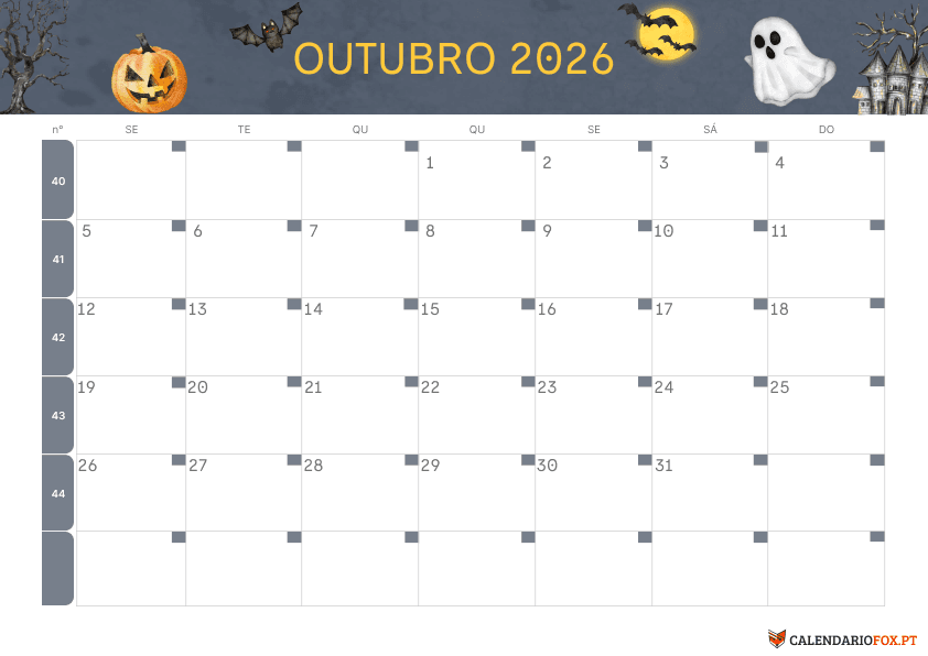 Calendário de Outubro – Tema Halloween 1