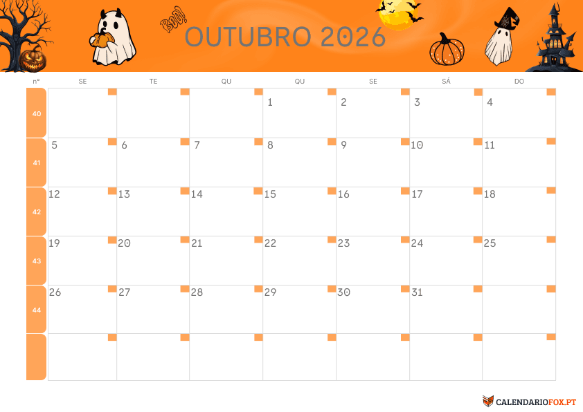 Calendário de Outubro – Tema Halloween 2