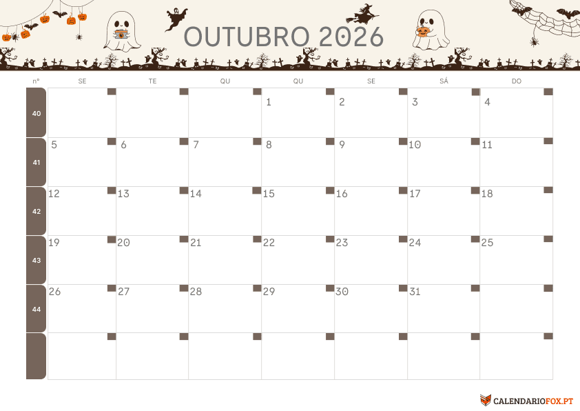 Calendário de Outubro – Tema Halloween 3