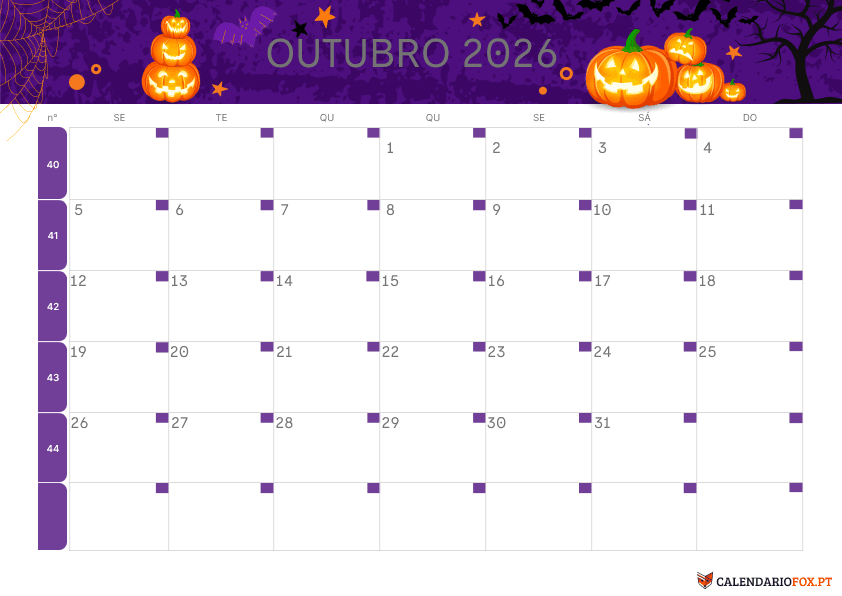 Calendário de Outubro – Tema Halloween 4