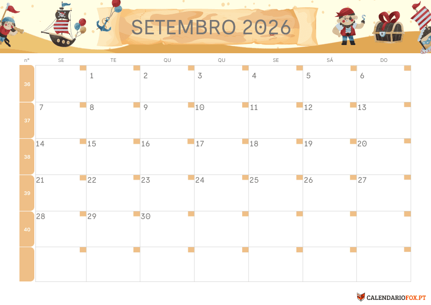 Calendário de Setembro – Tema Infantil 3