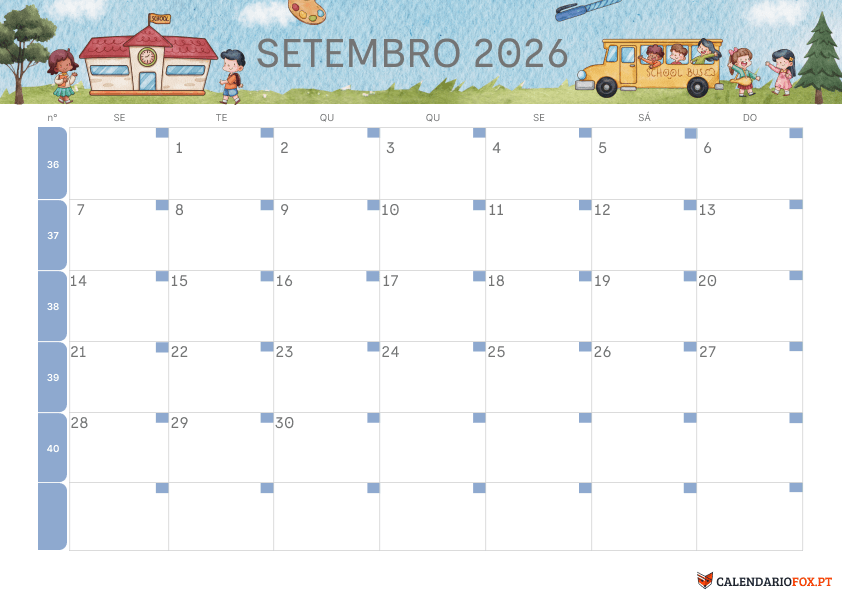 Calendário de Setembro – Tema Infantil 4